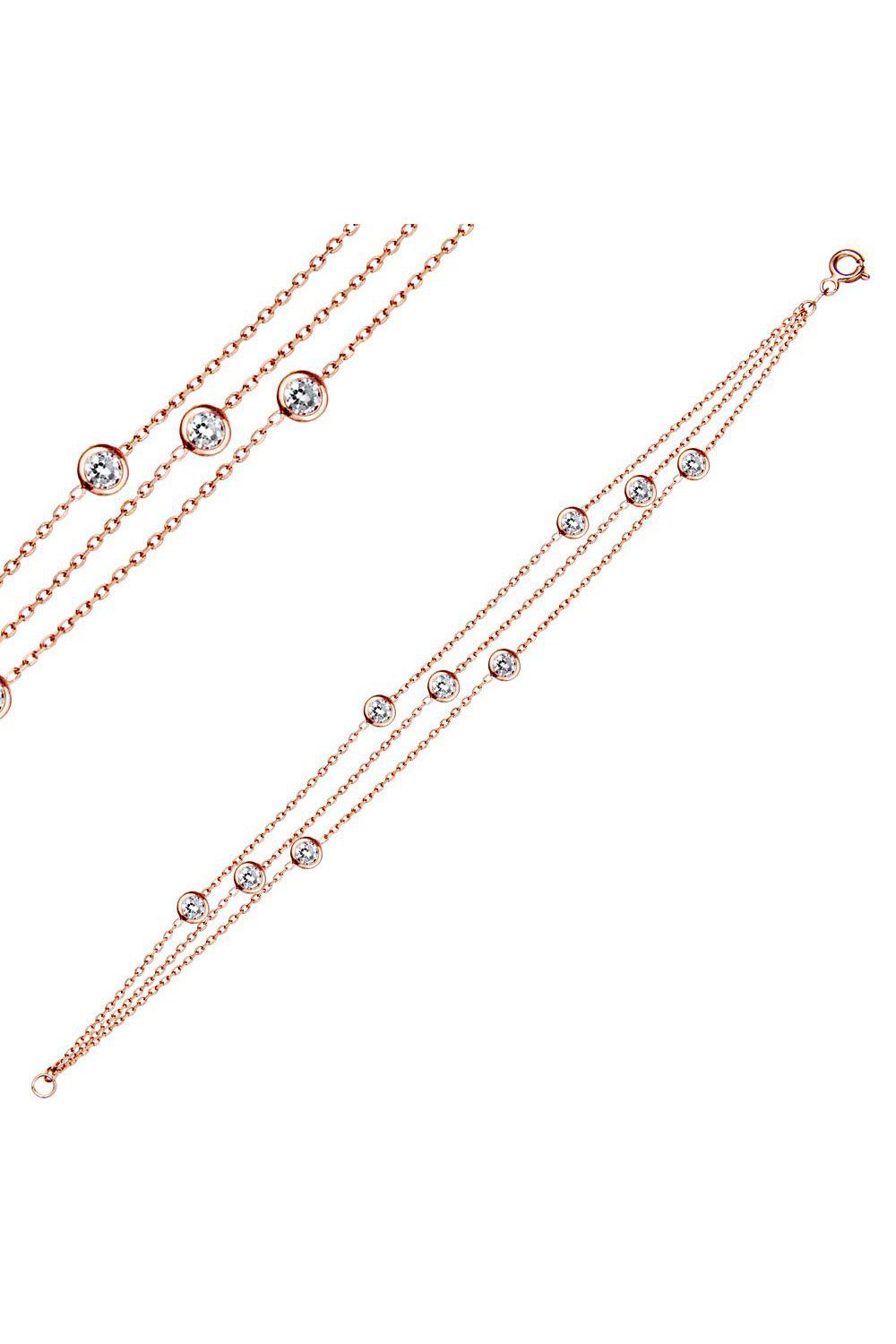 Altın Kaplamalı Gümüş Rose Şelale Bileklik (GB00109)