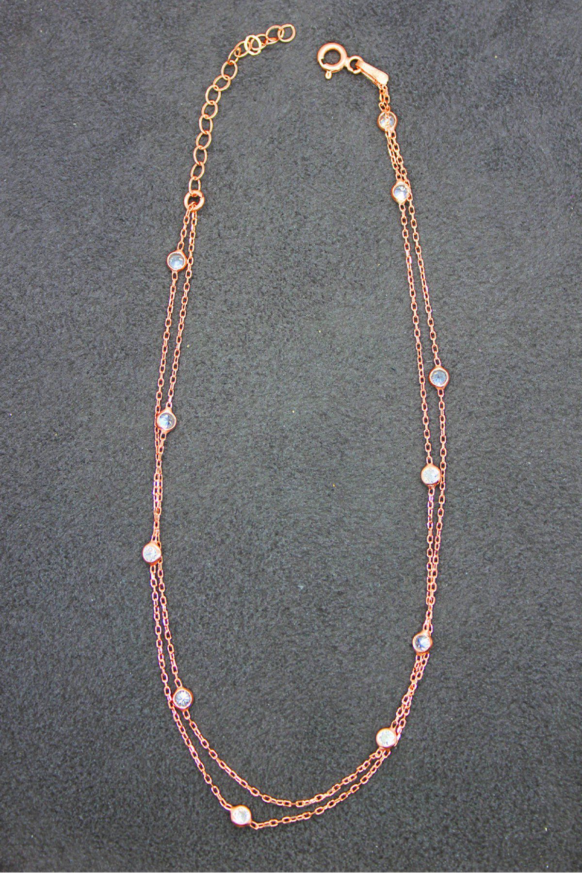 İki Sıra Tifani Rose Gümüş Halhal (GHL0016)