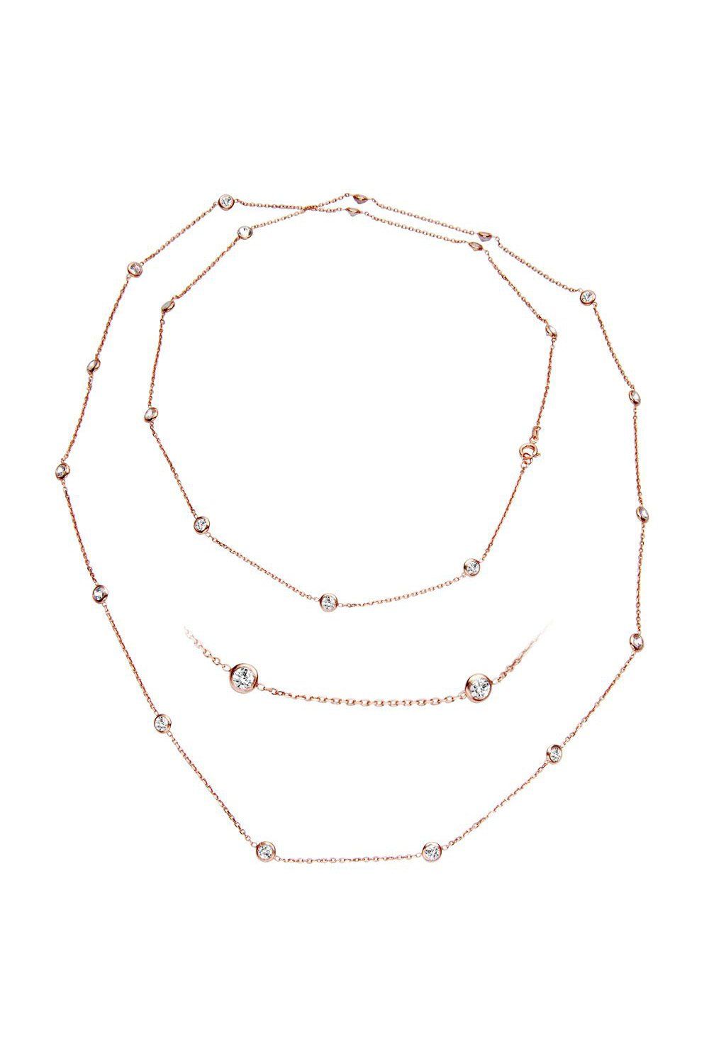 Altın Kaplamalı Gümüş Rose Şelale Kolye (GK00109)