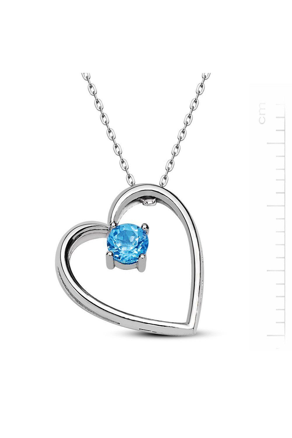 Gümüş Mavi Topaz 'Kalbim Sende' Kolye (GK00117)