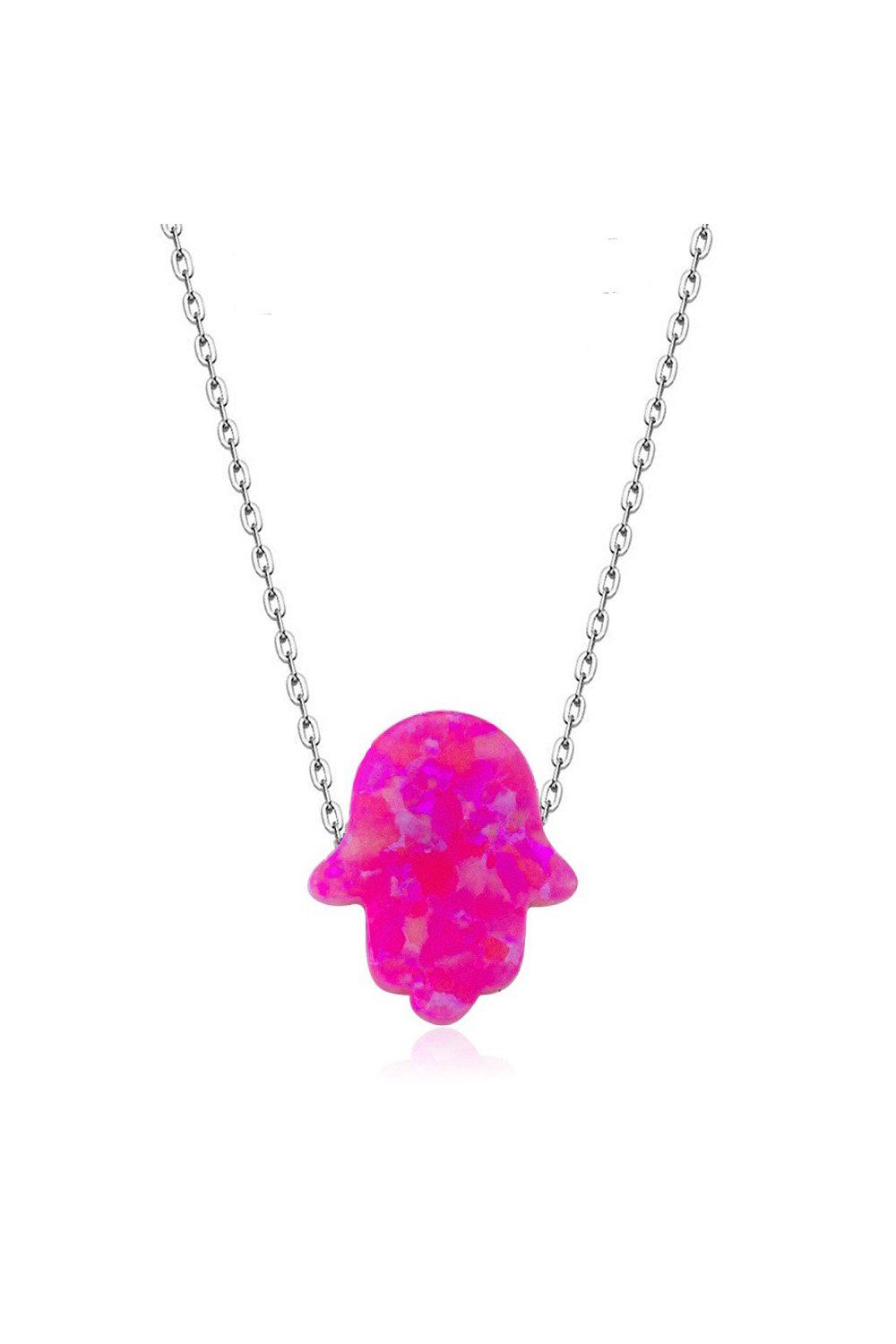 Pembe Opal Fatma Ana Eli Gümüş Kolye (GK00284)