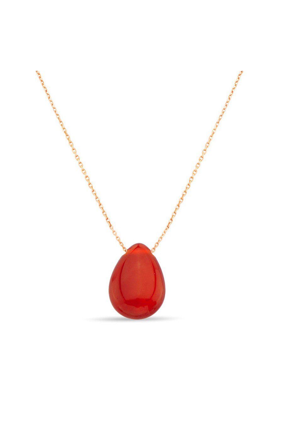 Damla Kırmızı Jade Rose Gümüş Kolye (GK00494)