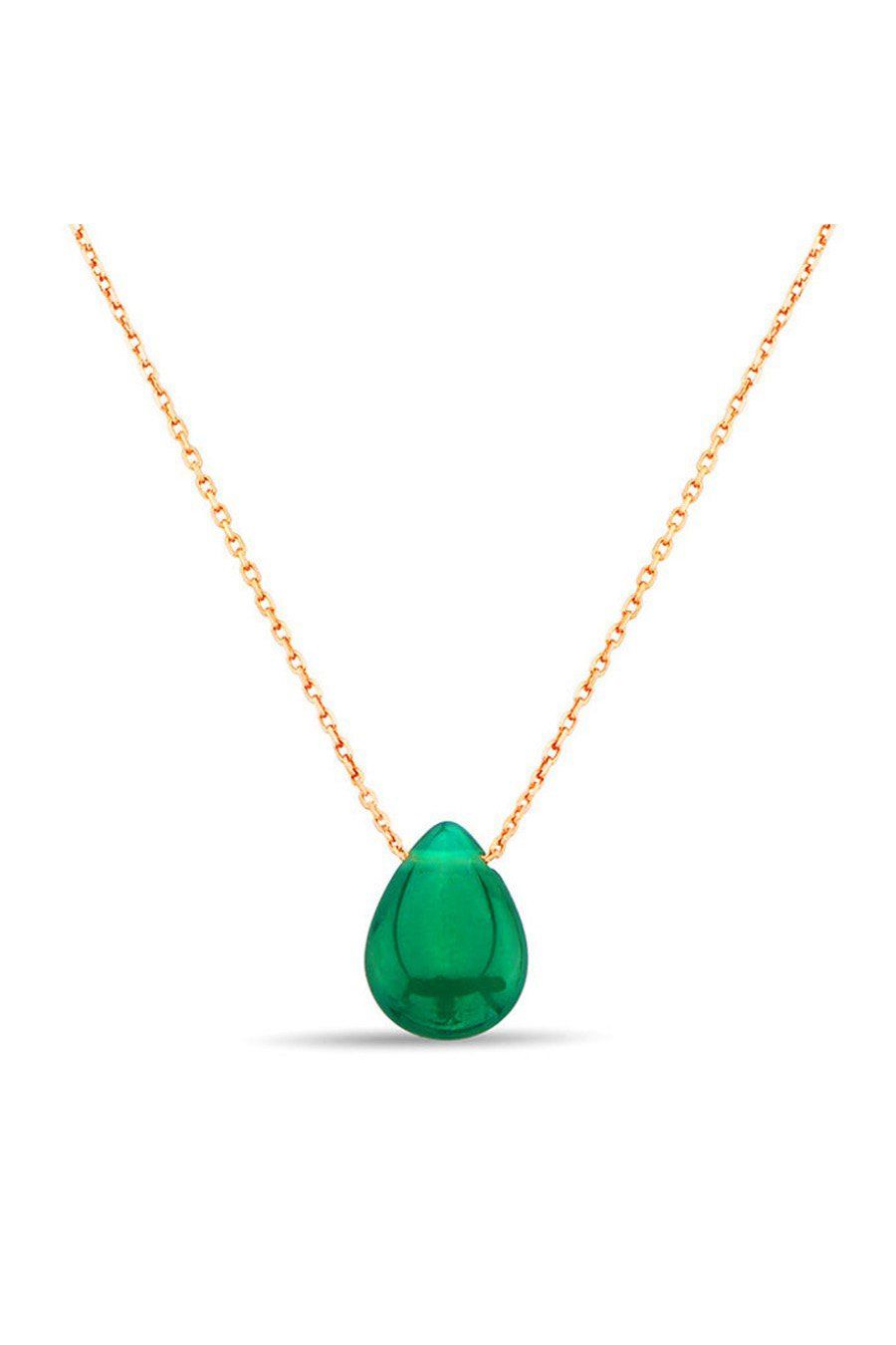 Damla Yeşil Jade Rose Gümüş Kolye (GK00495)