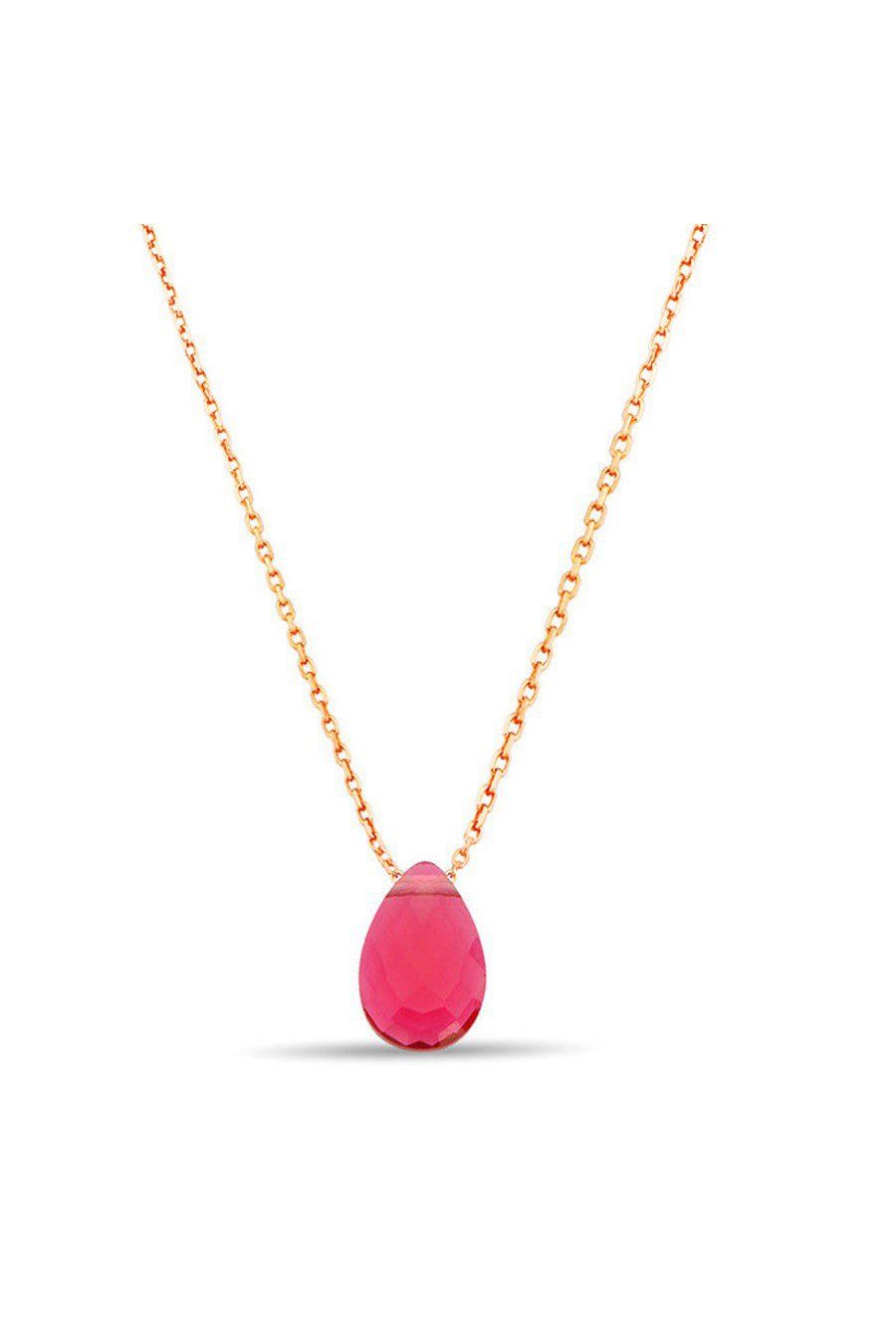 Kırmızı Damla Jade Rose Gümüş Kolye (GK00498)