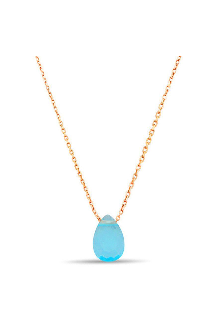 Mavi Damla Jade Rose Gümüş Kolye (GK00499)