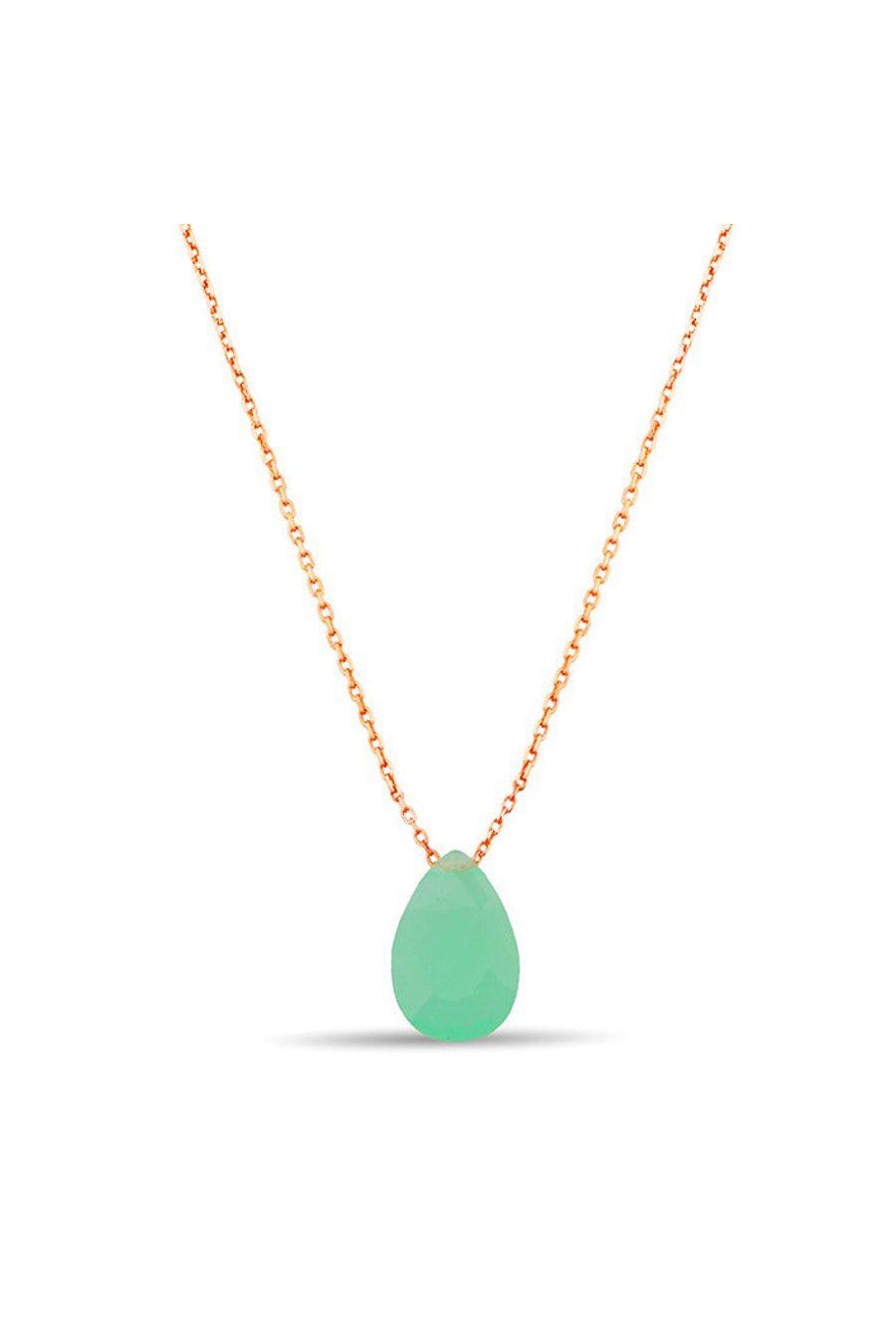 Yeşil Damla Jade Rose Gümüş Kolye (GK00500)