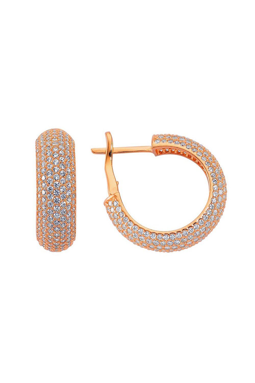 Mikro Taşlı Halka Rose Gümüş Küpe (GP00149)