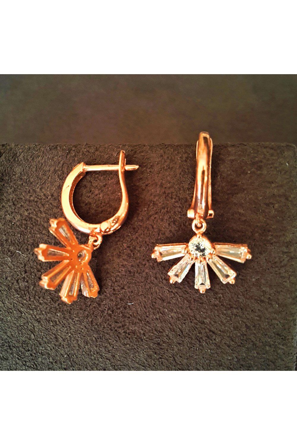 Mor Taşlı Damla Gümüş Küpe (GP00224)