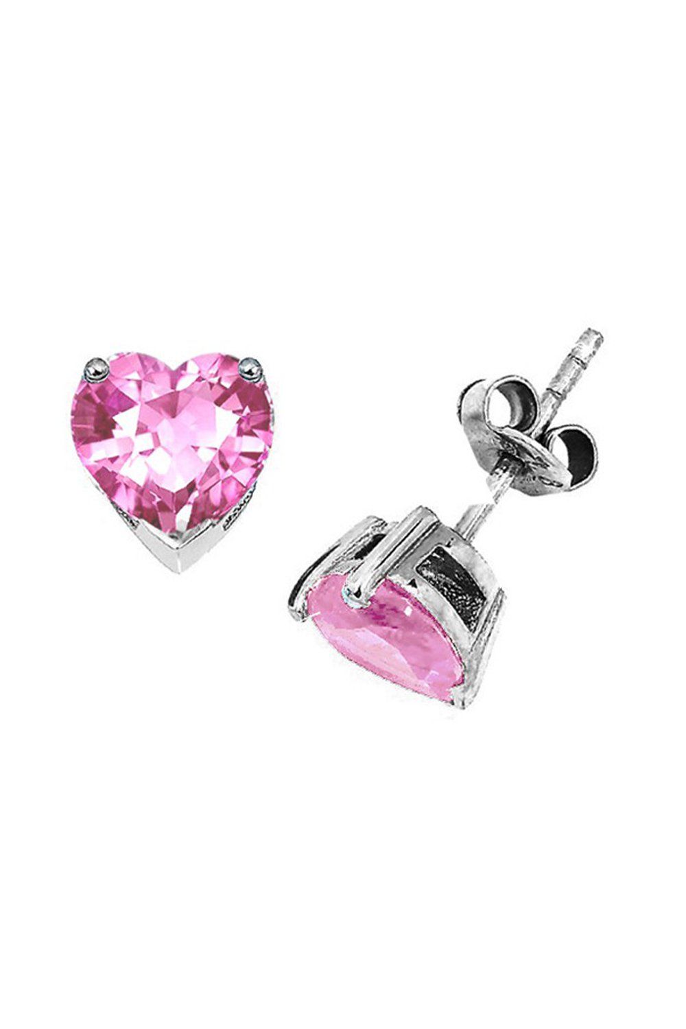 Pembe Kuvars Kalp Gümüş Küpe (GPE0011)