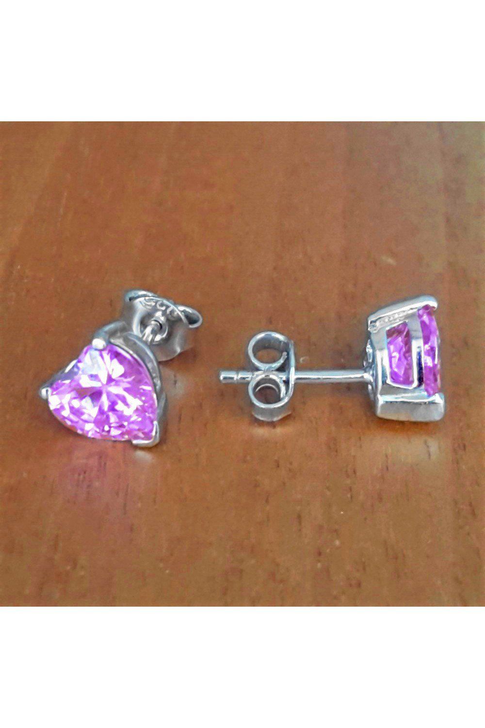 Pembe Kuvars Kalp Gümüş Küpe (GPE0011)