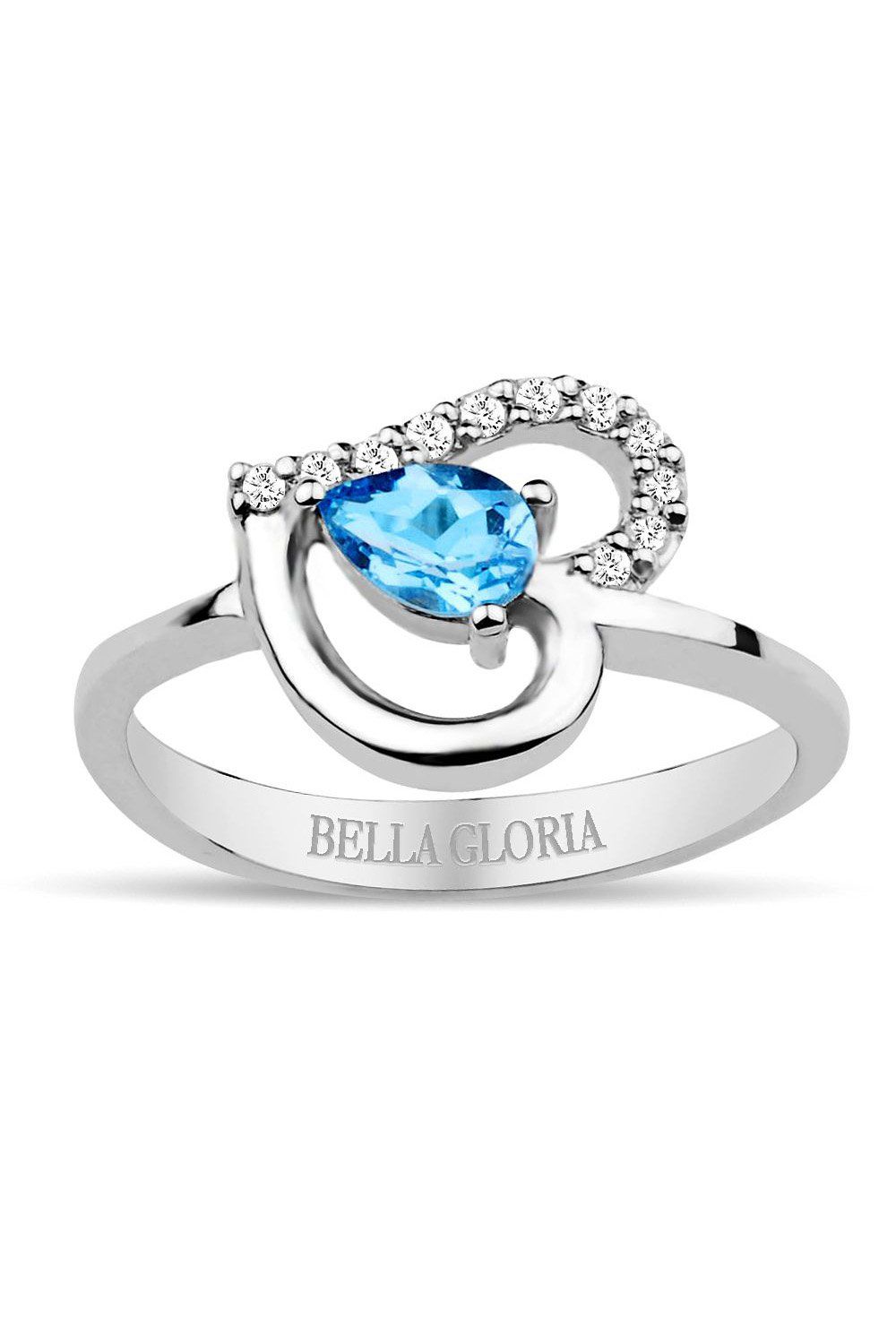 Pırlanta Mavi Topaz Kalp Yüzük (GPY0001)
