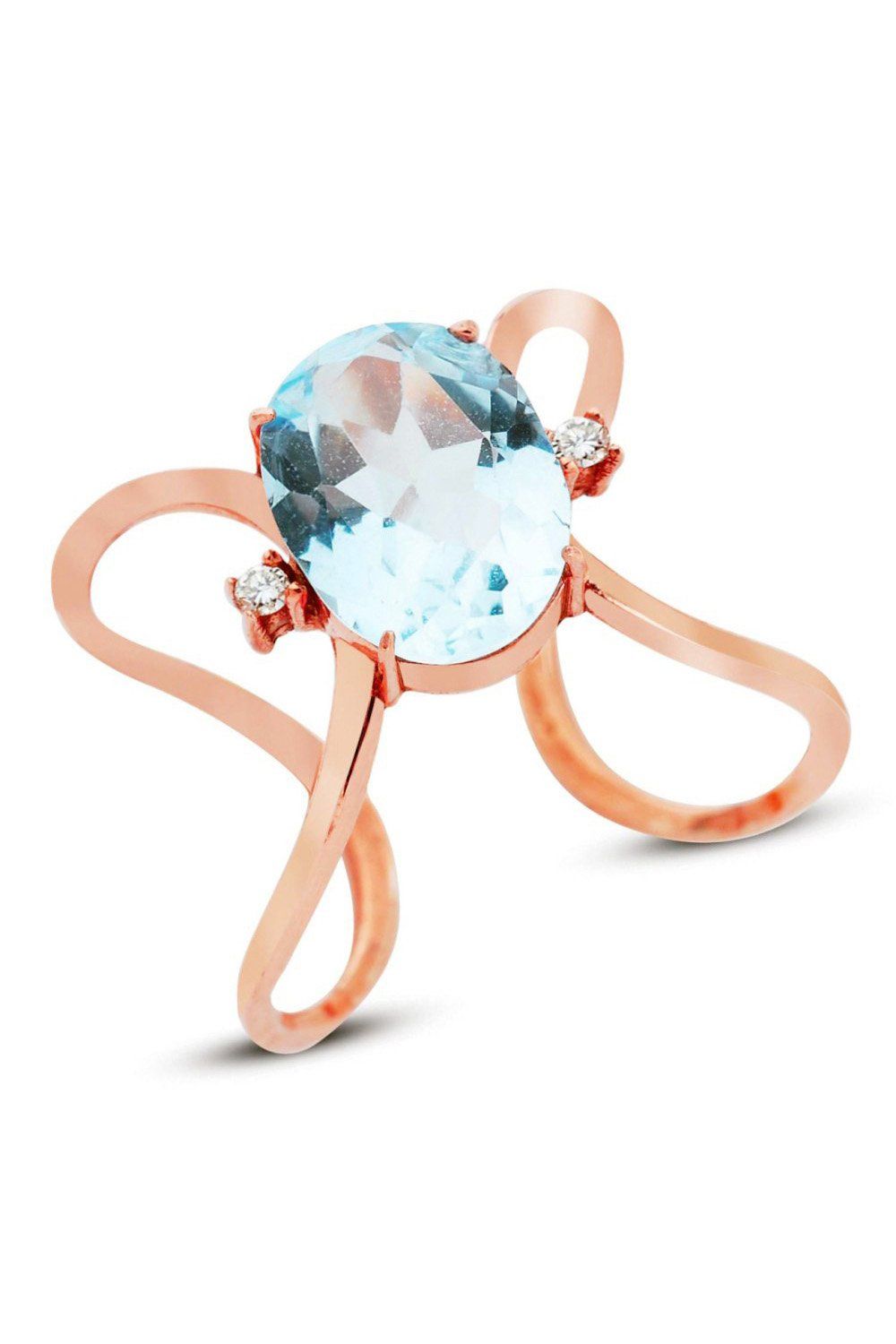 Oval Mavi Topaz Pırlanta Yüzük (GPY0049)