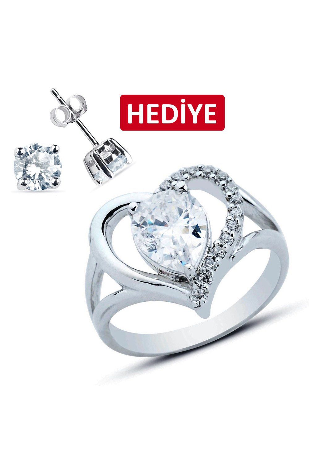 Damla Taşlı Kalp Yüzük (GY00289)