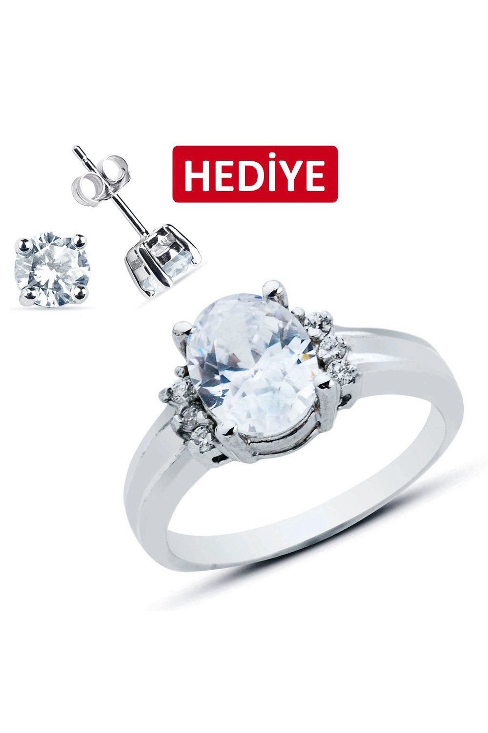 Oval Tektaş Gümüş Yüzük (GY00295)
