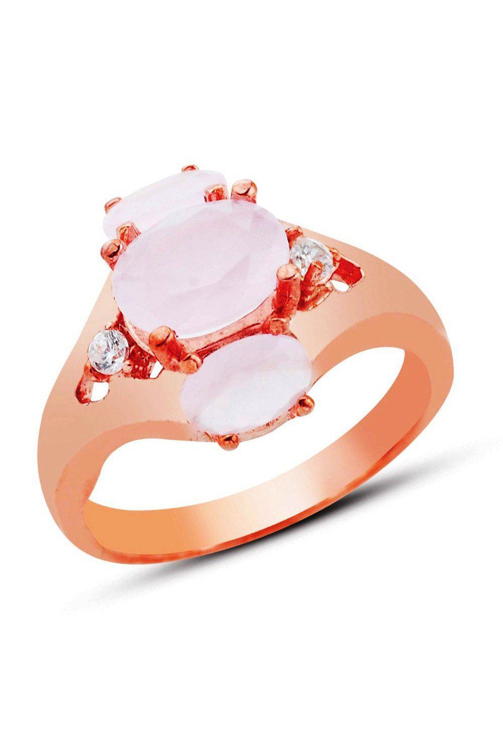 Oval Üç Taşlı Gümüş Yüzük (GY00299)