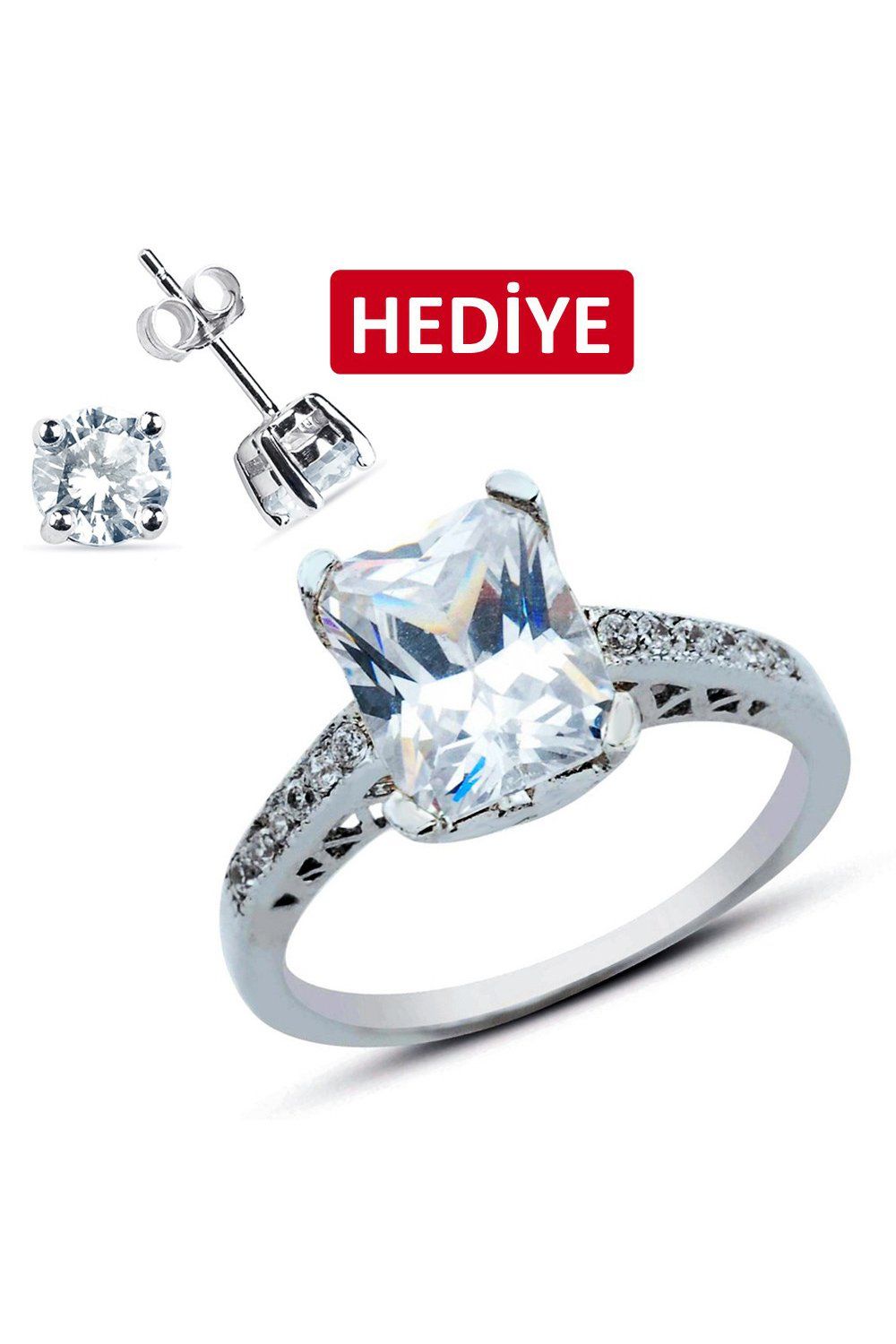 Oktagon Tektaş Gümüş Yüzük (GY00327)