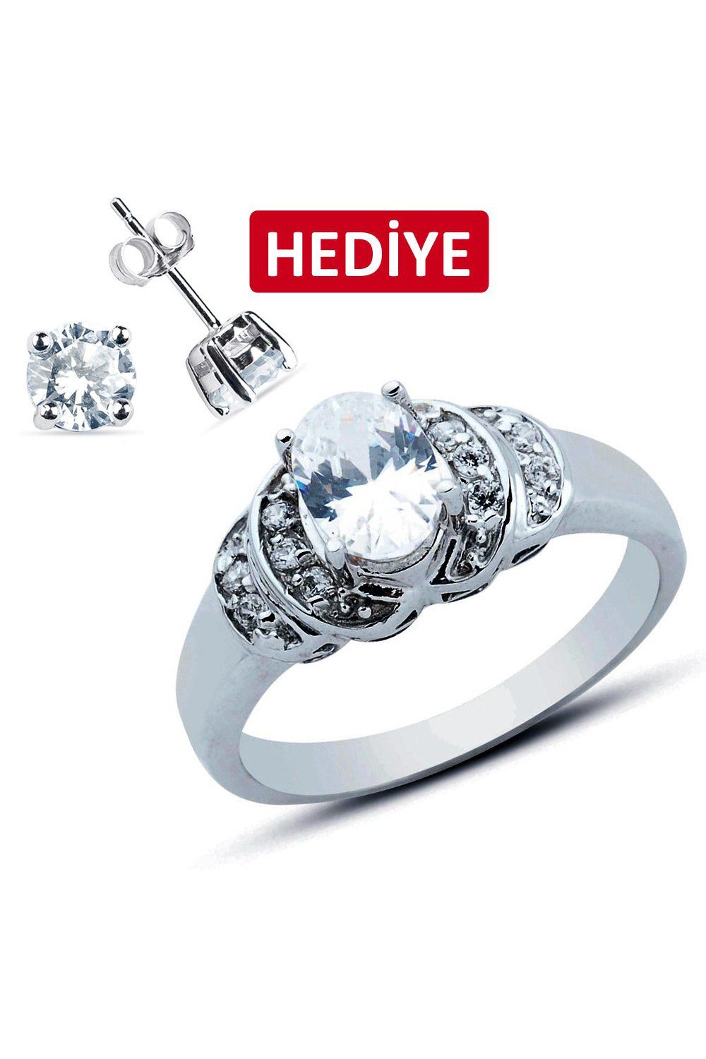 Yantaşlı Tektaş Gümüş Yüzük (GY00333)