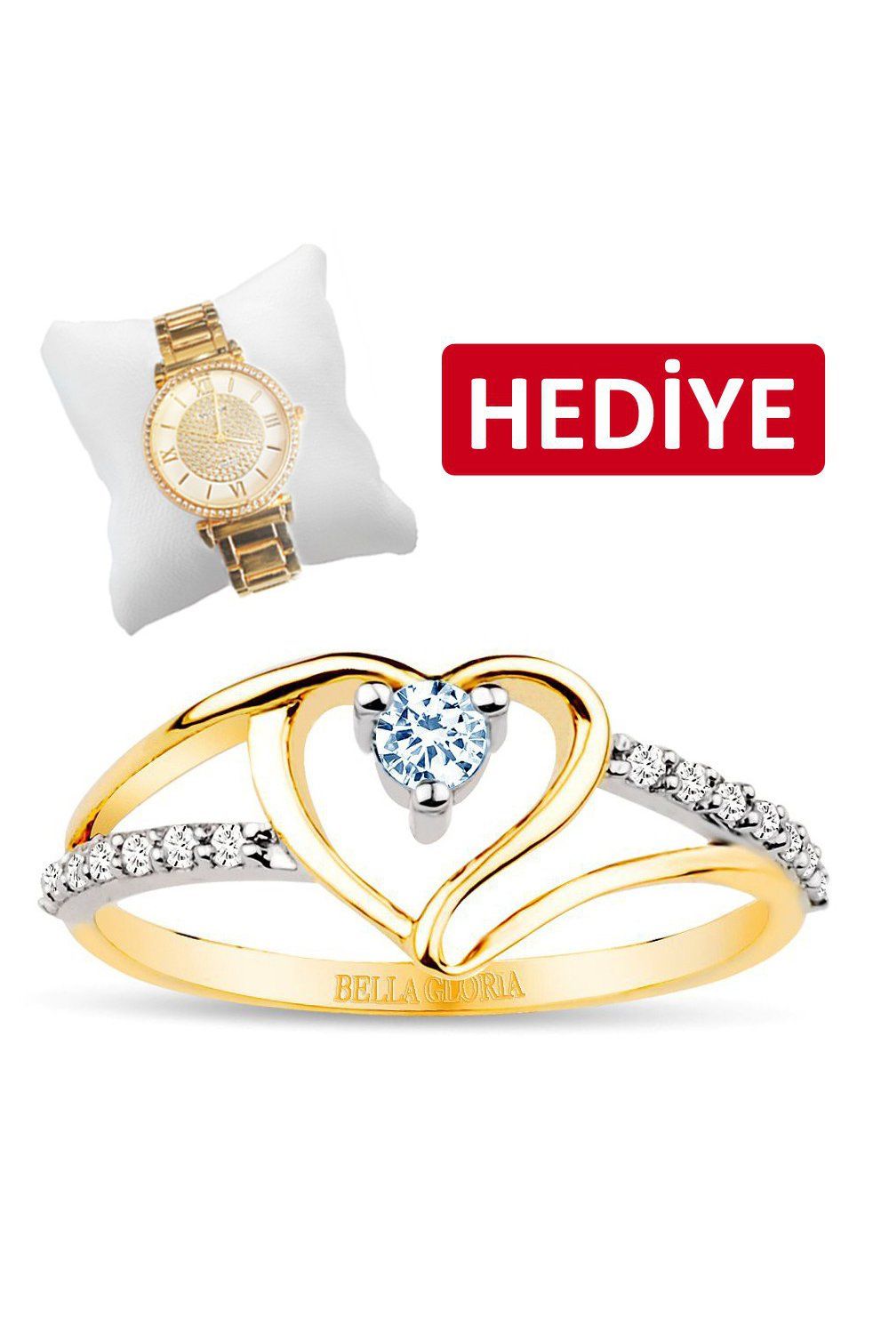 Aşkıma' Altın Kalp Yüzük (PR78002)