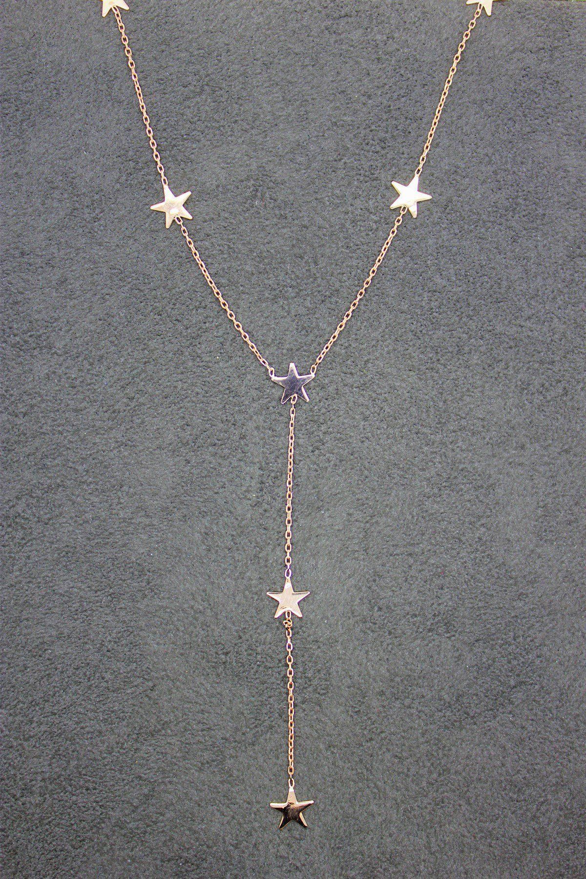 Sallantılı Yıldız Rose Gümüş Kolye (TGK0028)