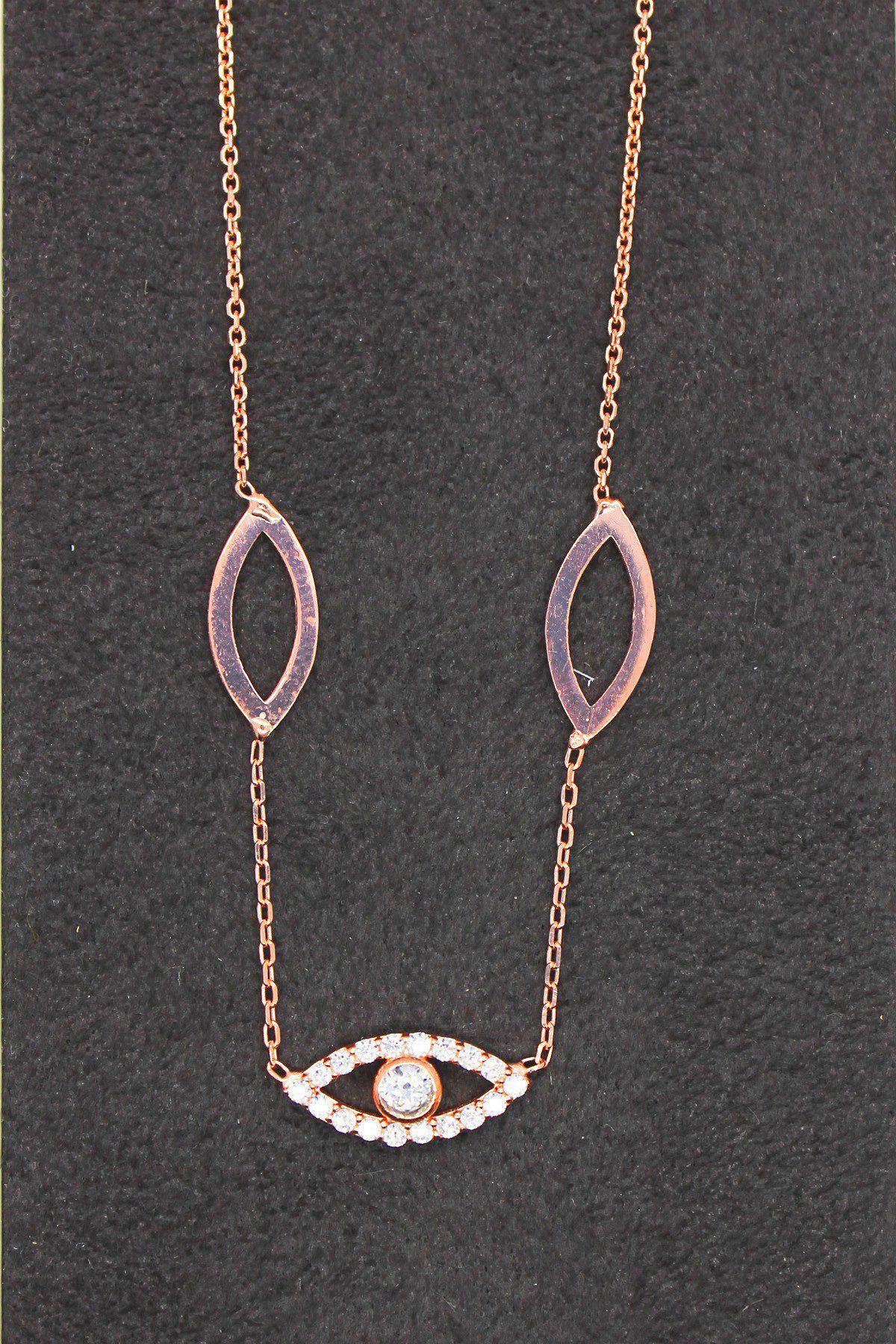 Sosyete Gözü Rose Gümüş Kolye (TGK0095)