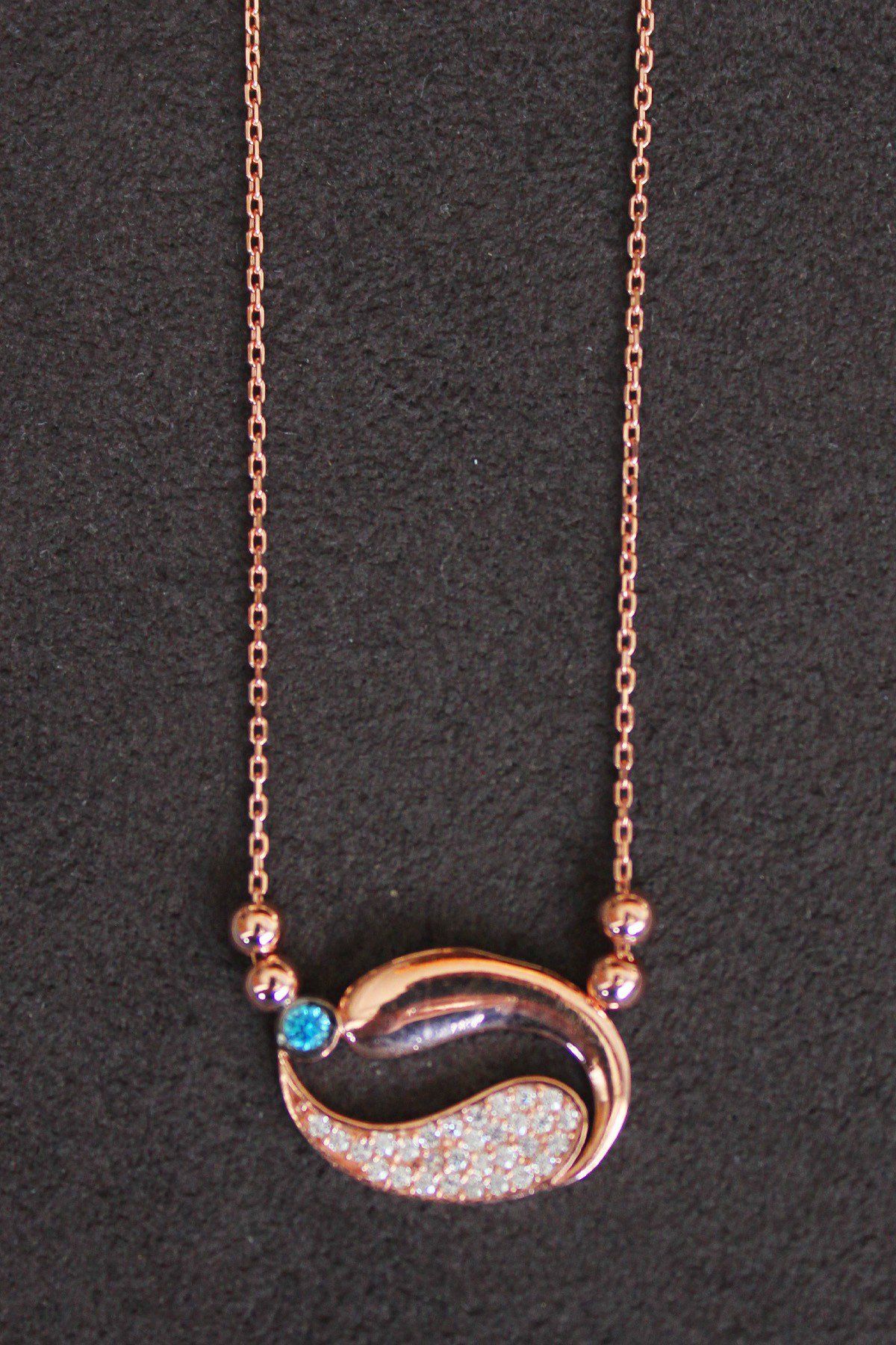 Turkuaz Balık Rose Gümüş Kolye (TGK0146)