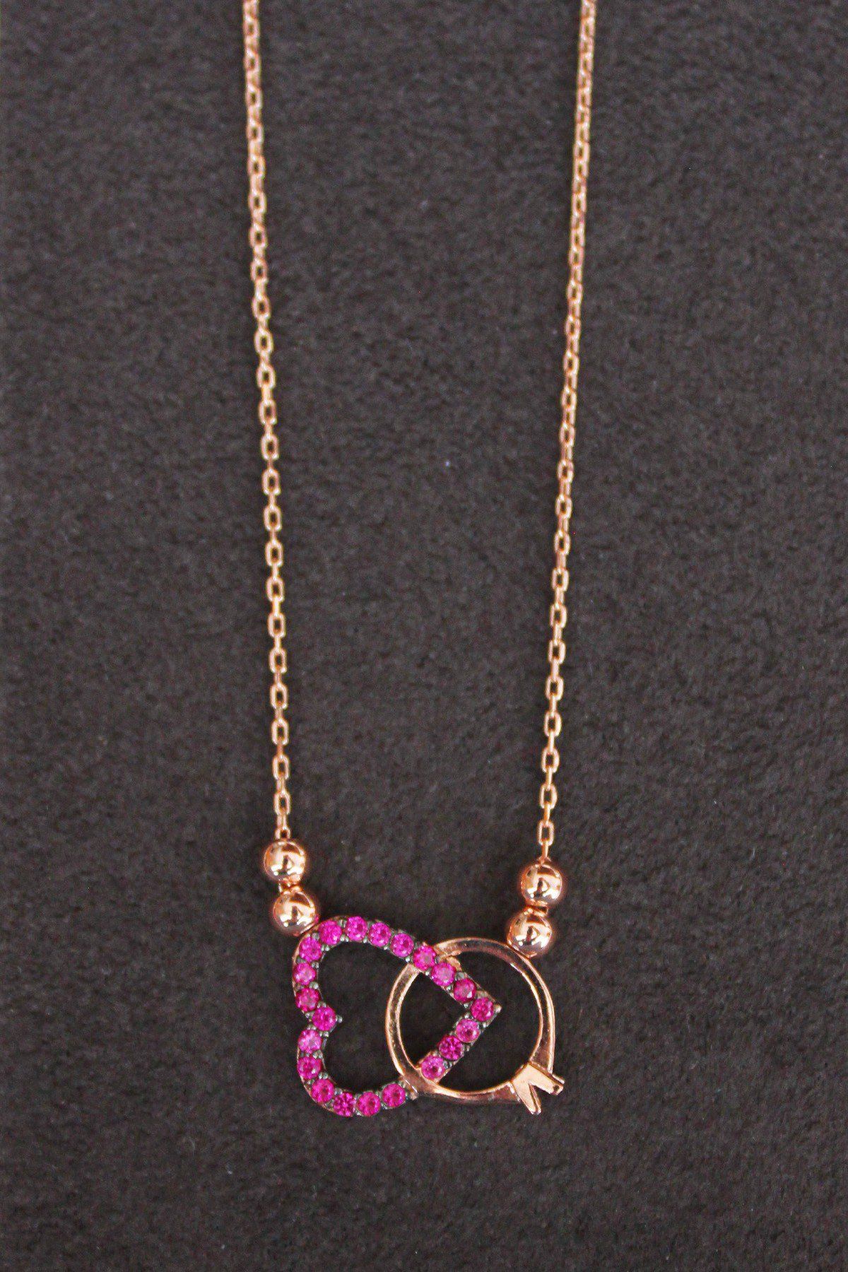 Tektaş Kalp Rose Gümüş Kolye (TGK0150)
