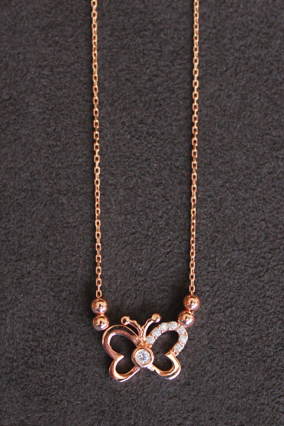 Kelebek Rose Gümüş Kolye (TGK0154)