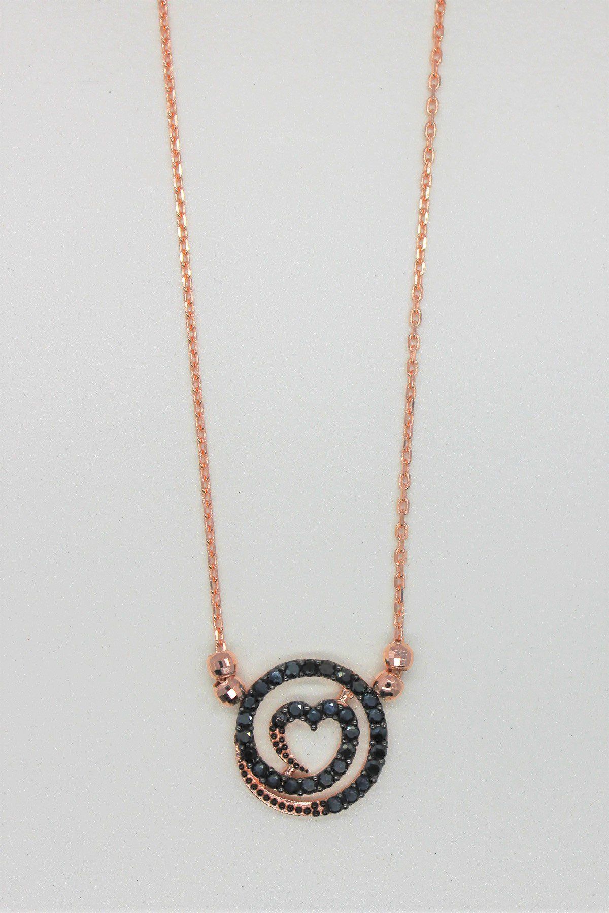 Siyah Lava Rose Gümüş Kolye (TGK0170)