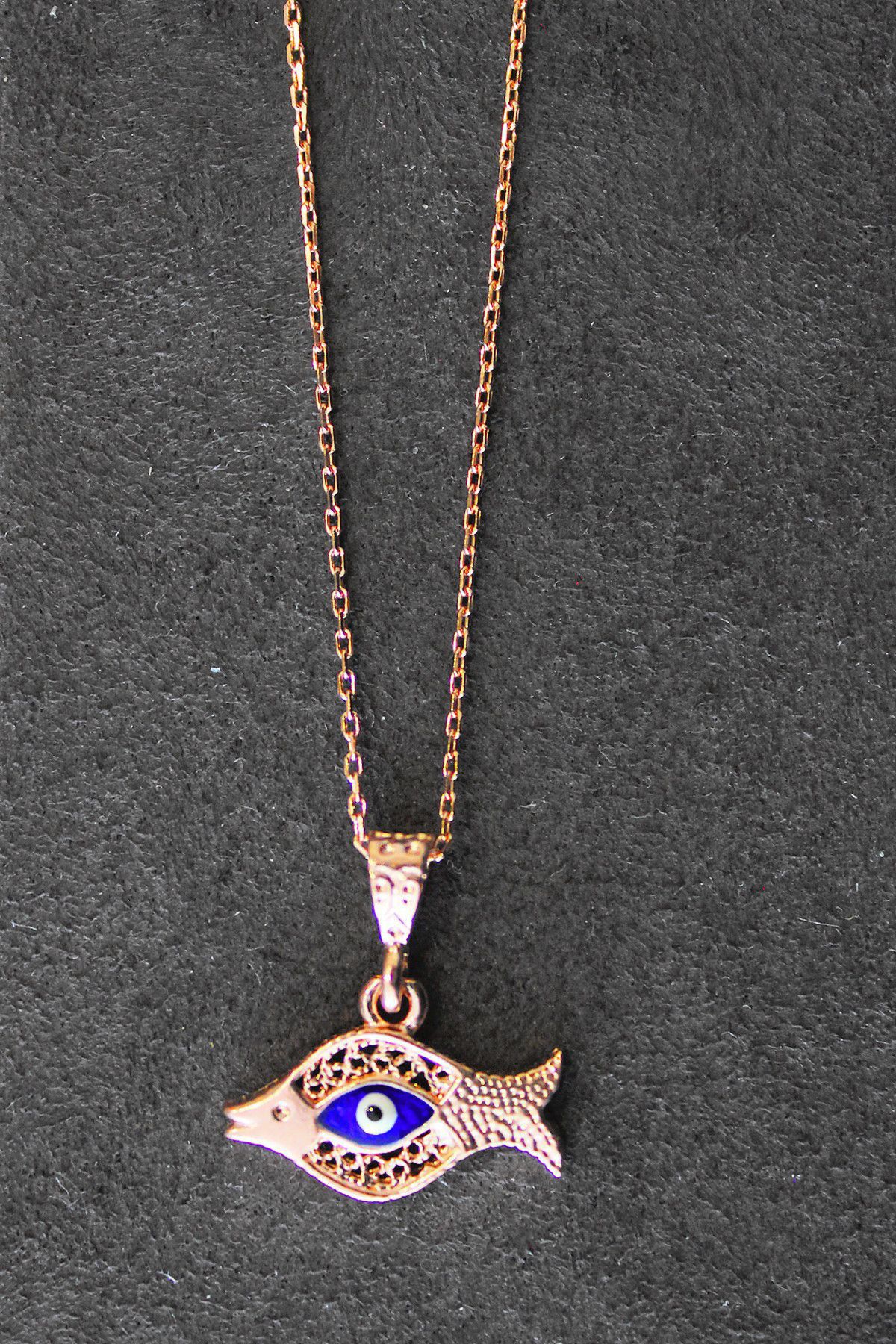 Nazarlı Balık Rose Gümüş Kolye (TGK0324)