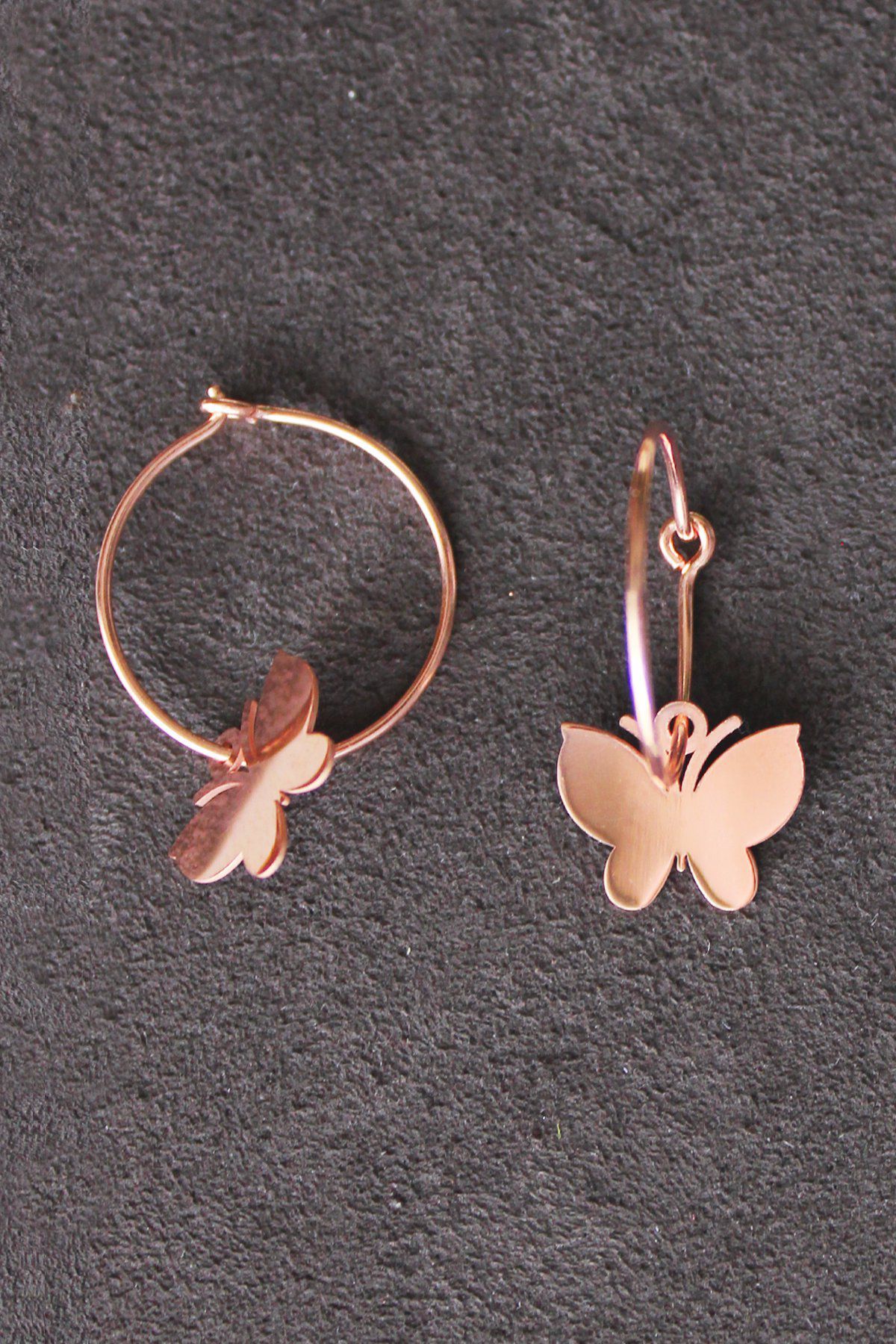 Sallantılı Kelebek Rose Gümüş Küpe (TGP0110)