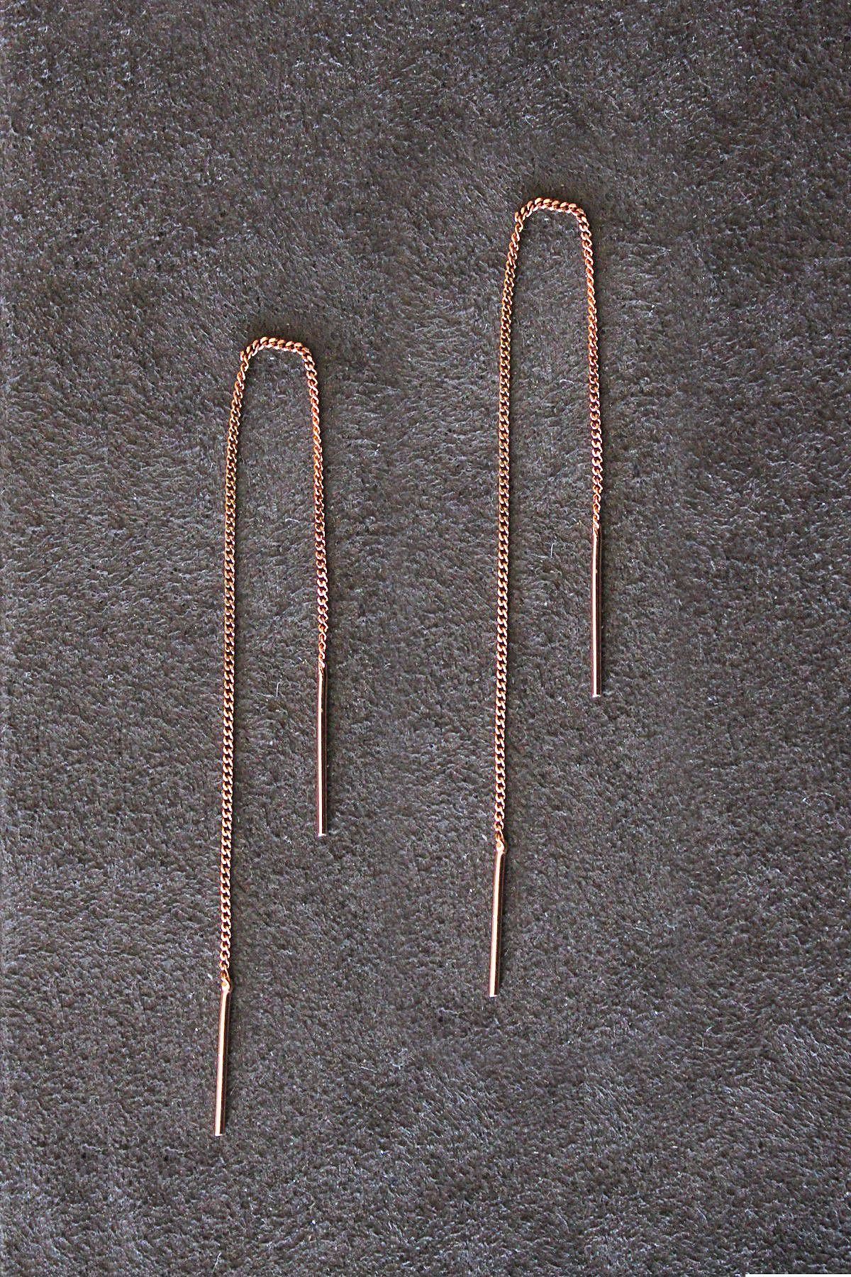 Zincirli Rose Gümüş Küpe (TGP0127)