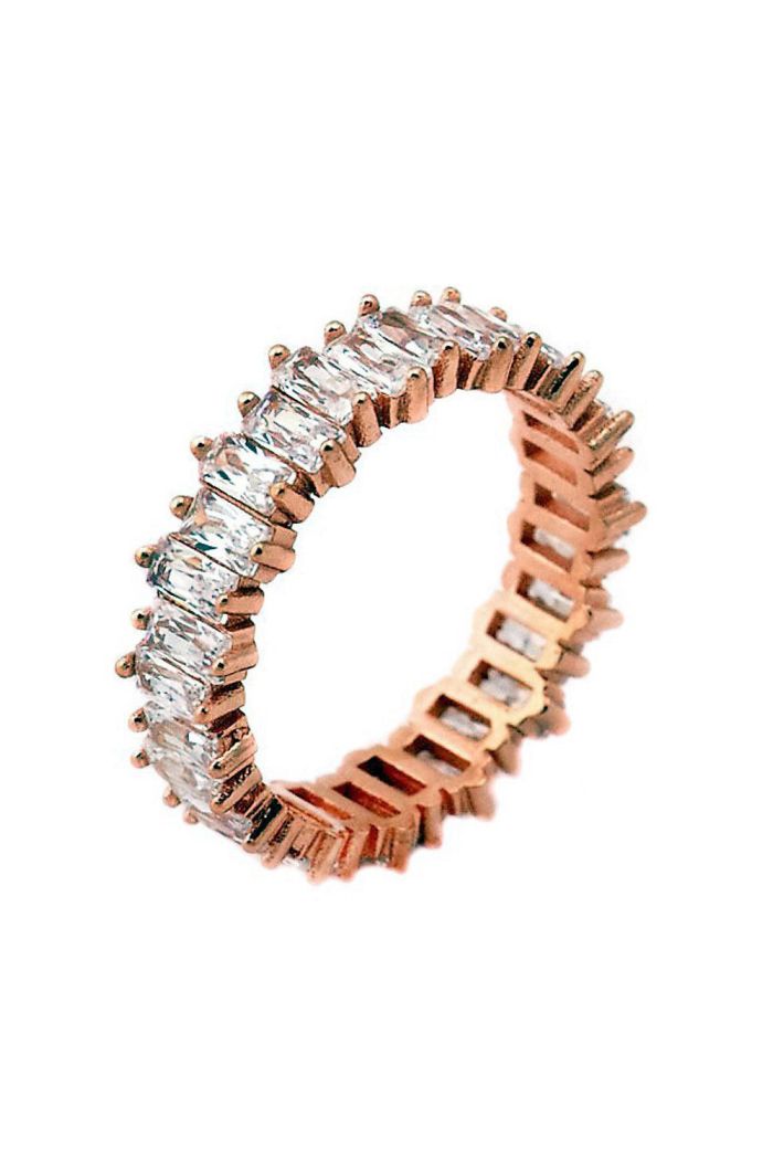Baget Taşlı Rose Gümüş Tamtur Yüzük (GA00082)