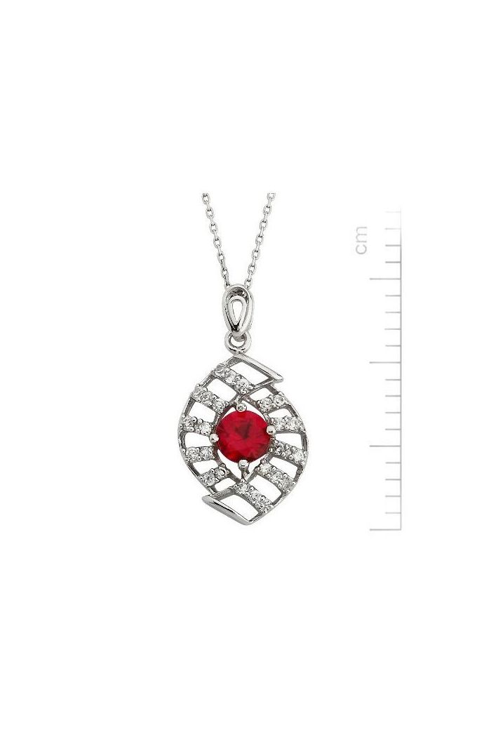 Altın Kaplamalı  Gümüş 'Kırmızı Göz' Kolye (GK00039)