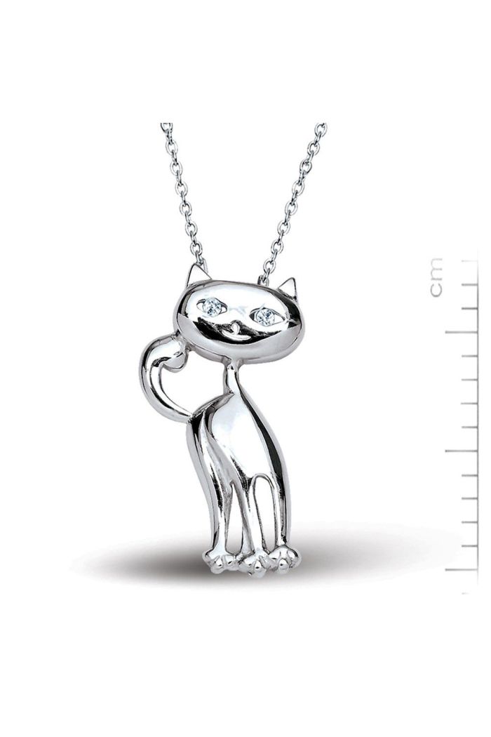 Altın Kaplamalı Gümüş Kedi Kolye (GK00104)