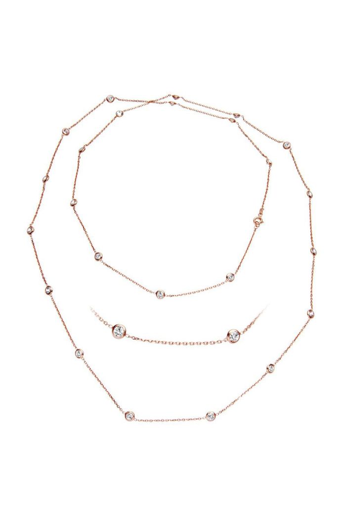Altın Kaplamalı Gümüş Rose Şelale Kolye (GK00109)