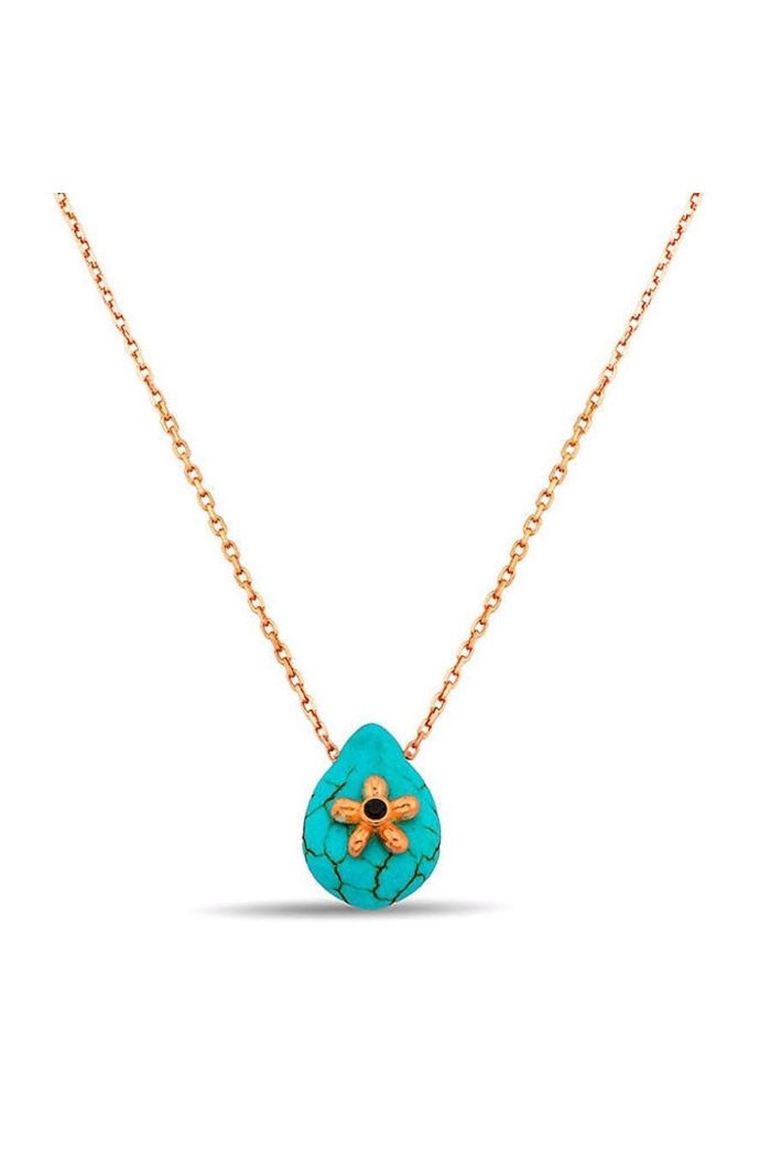 Damla Firuze Rose Gümüş Kolye (GK00496)