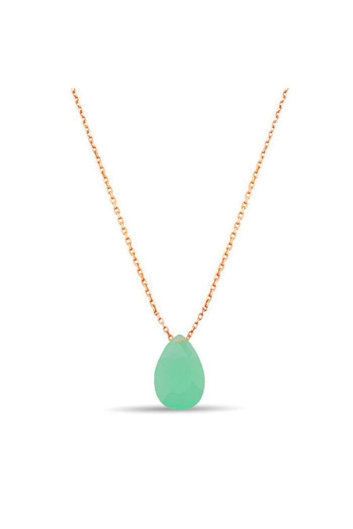 Yeşil Damla Jade Rose Gümüş Kolye (GK00500)