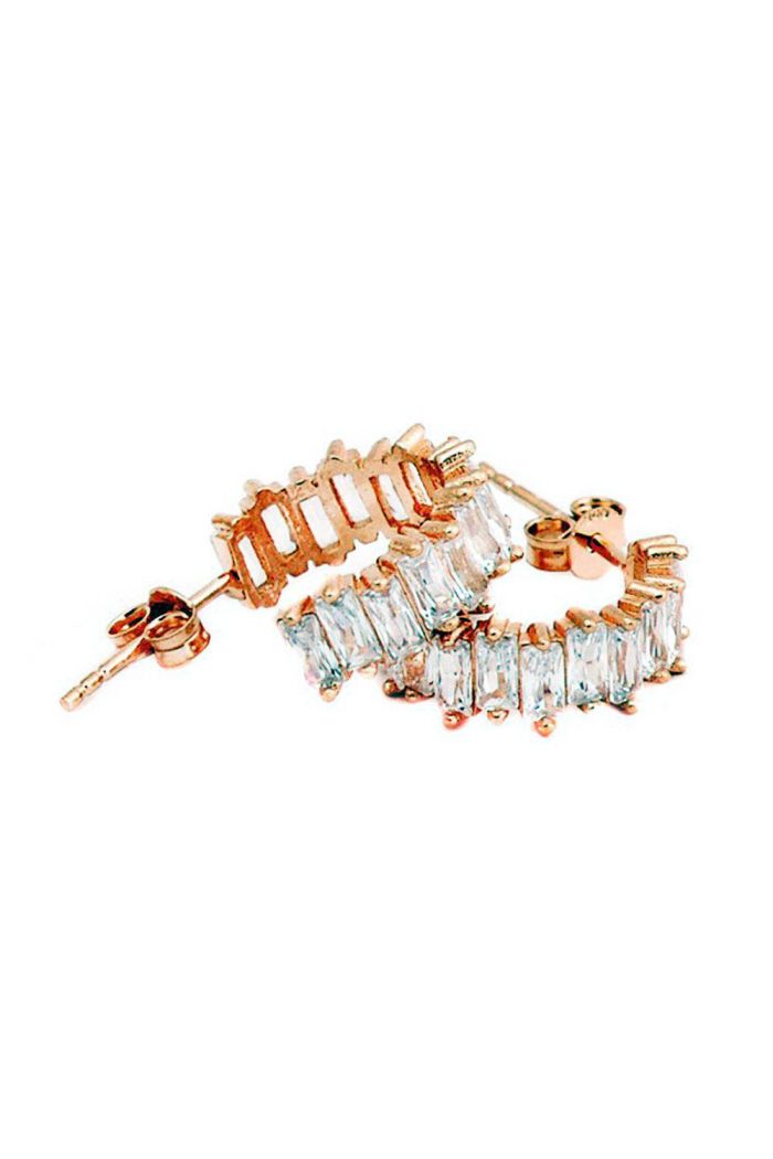 Baget Taşlı Rose Gümüş Küpe (GP00206)