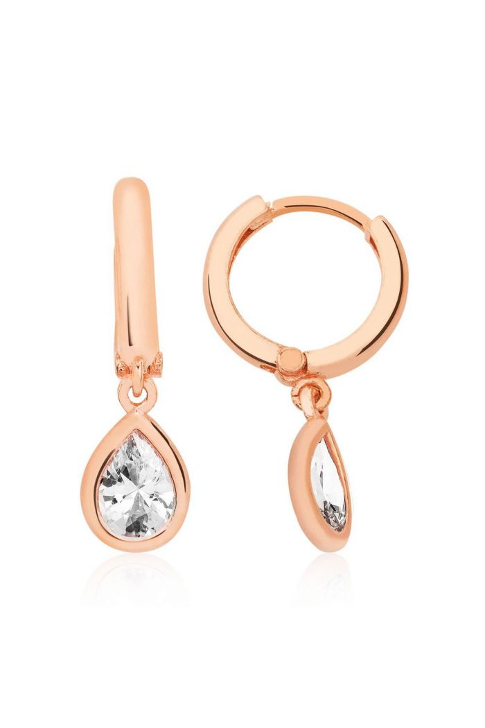 Damla Taşlı Rose Gümüş Küpe (GP00216)