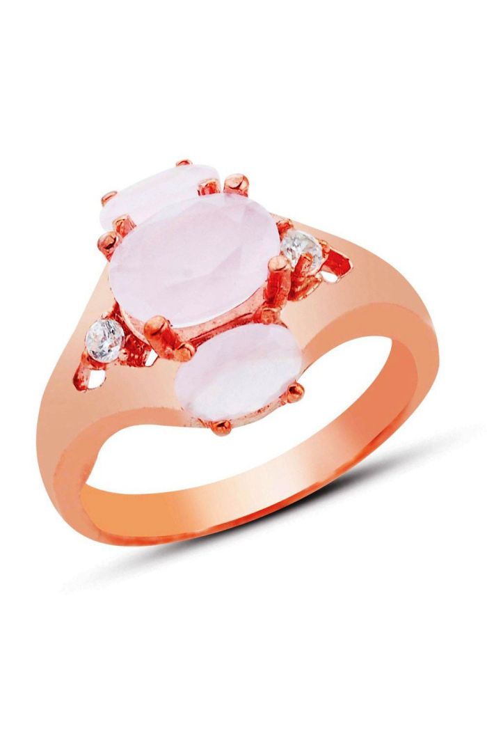 Oval Üç Taşlı Gümüş Yüzük (GY00299)