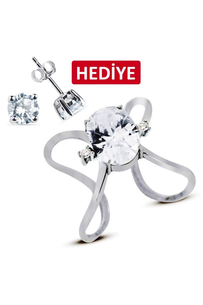 Oval Tektaş Çıtır Gümüş Yüzük (GY00305)
