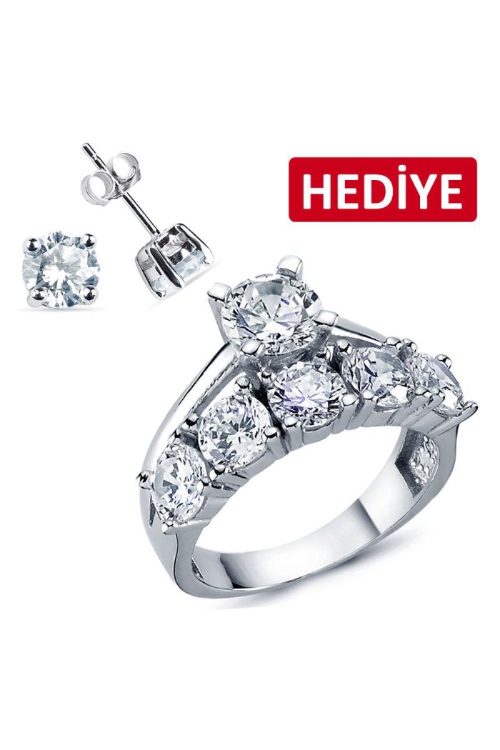 Alyanslı Tektaş Gümüş Yüzük (GY00316)