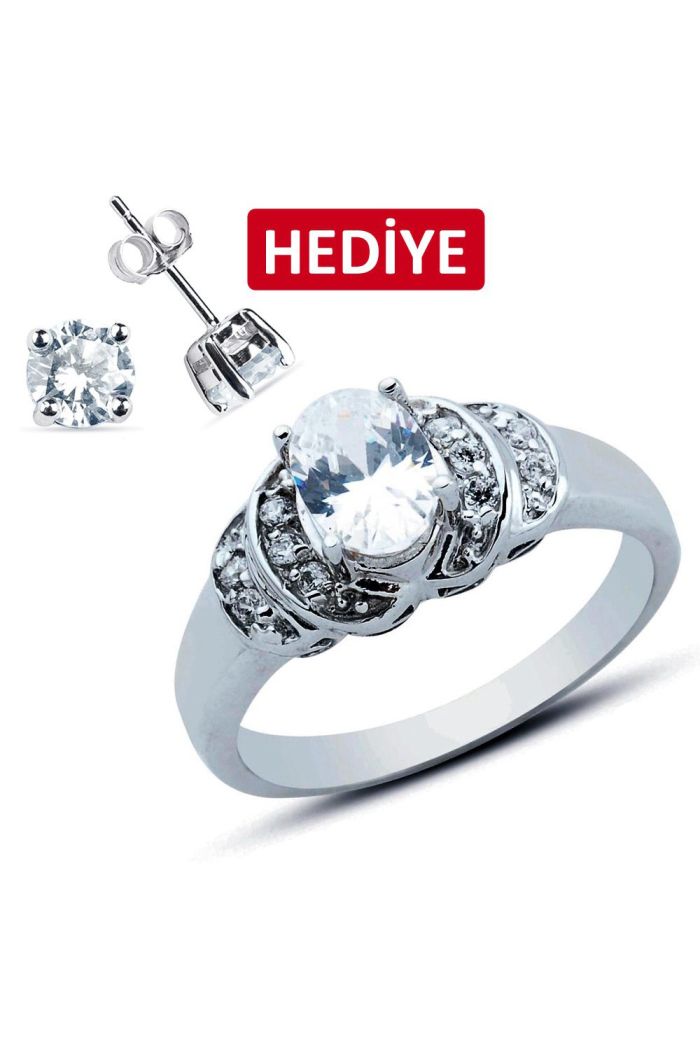 Yantaşlı Tektaş Gümüş Yüzük (GY00333)