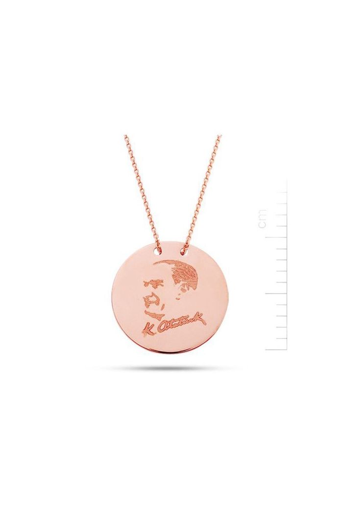 Rose Altın Atatürk İmza Plaka Kolye (PP78107)