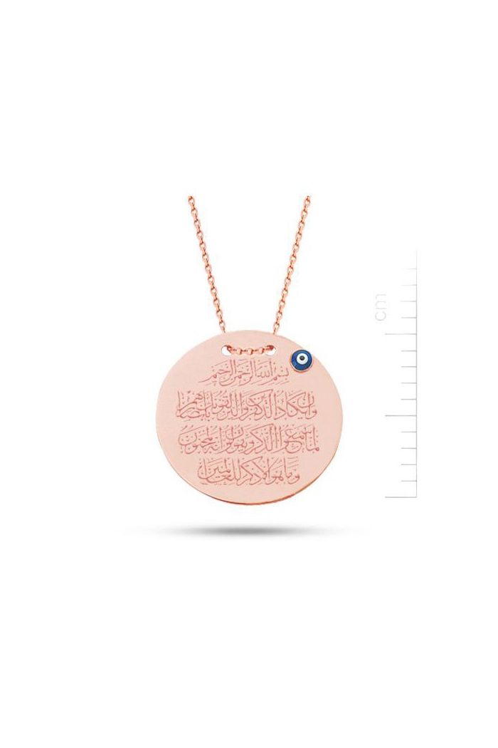 Rose Altın Nazar Dualı Plaka Kolye (PP78108)