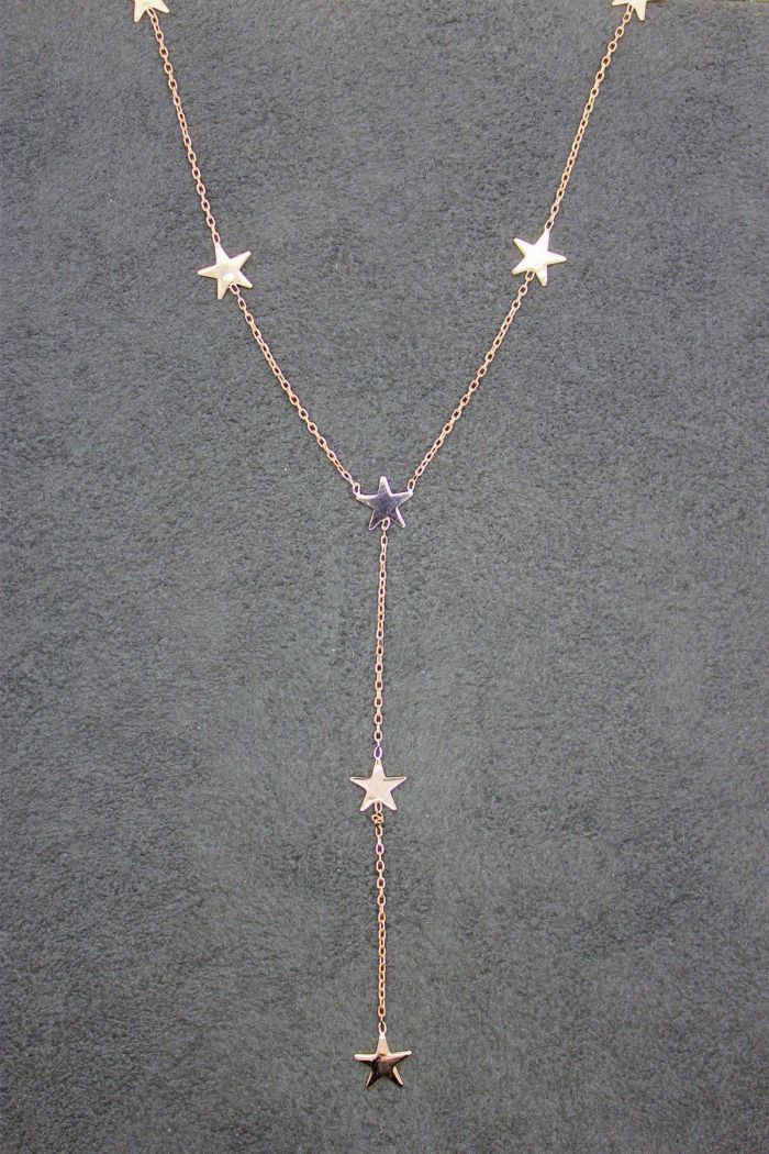 Sallantılı Yıldız Rose Gümüş Kolye (TGK0028)