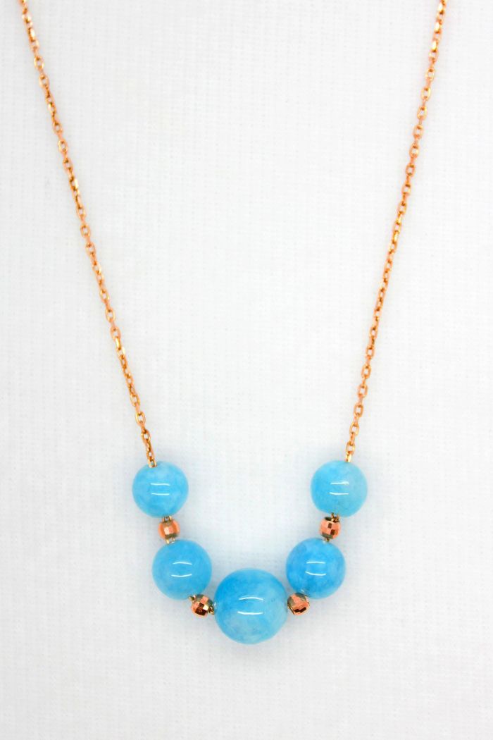 Drop Turkuaz Rose Gümüş Kolye (TGK0066)