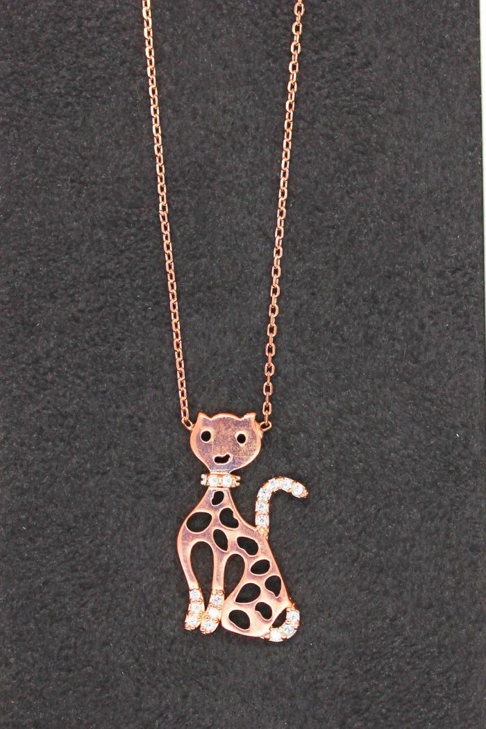 Kedi Rose Gümüş Kolye (TGK0096)