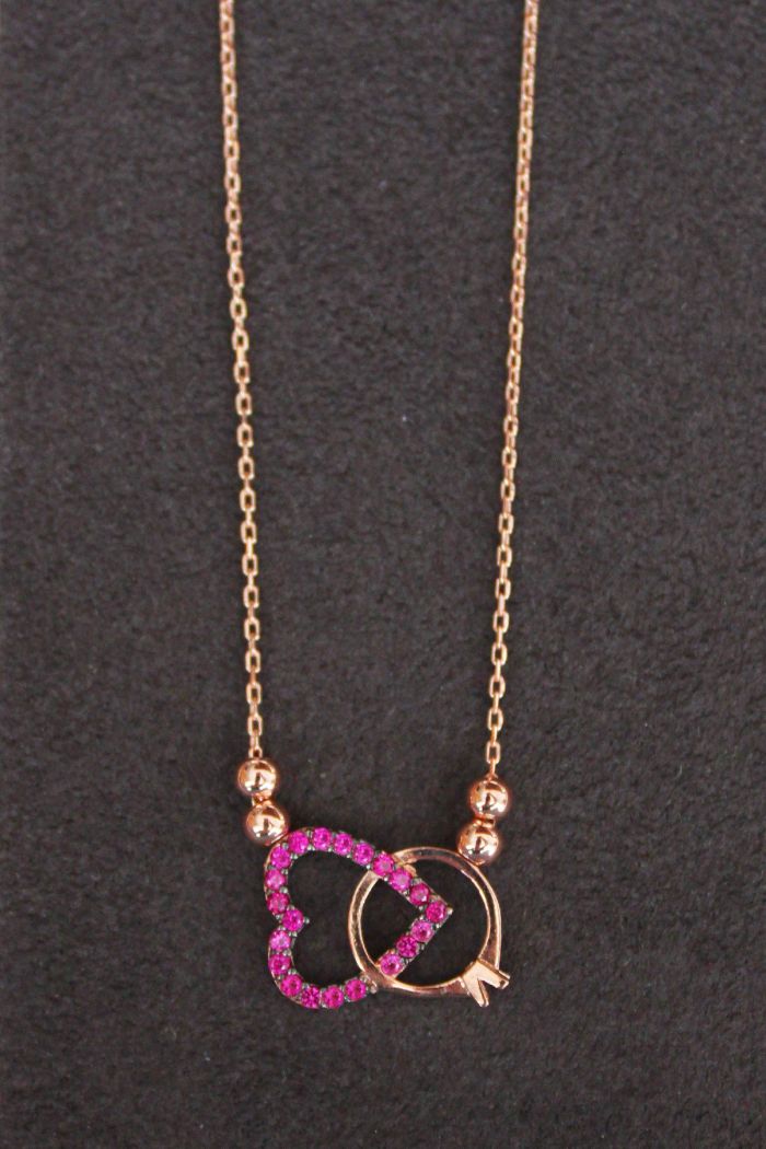 Tektaş Kalp Rose Gümüş Kolye (TGK0150)