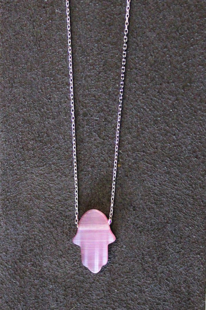 Pembe Fatma Ana Gümüş Kolye (TGK0267)